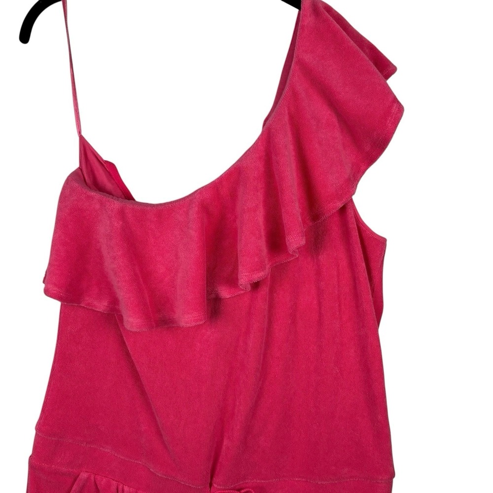 NWT Juicy Couture Womens Hot Pink Terry Cloth Romper Y2K Size XL One‎ Shoulder - Picture 2 of 10